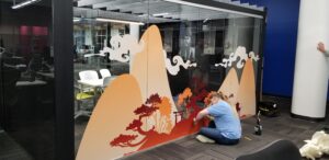 Interior graphics installation